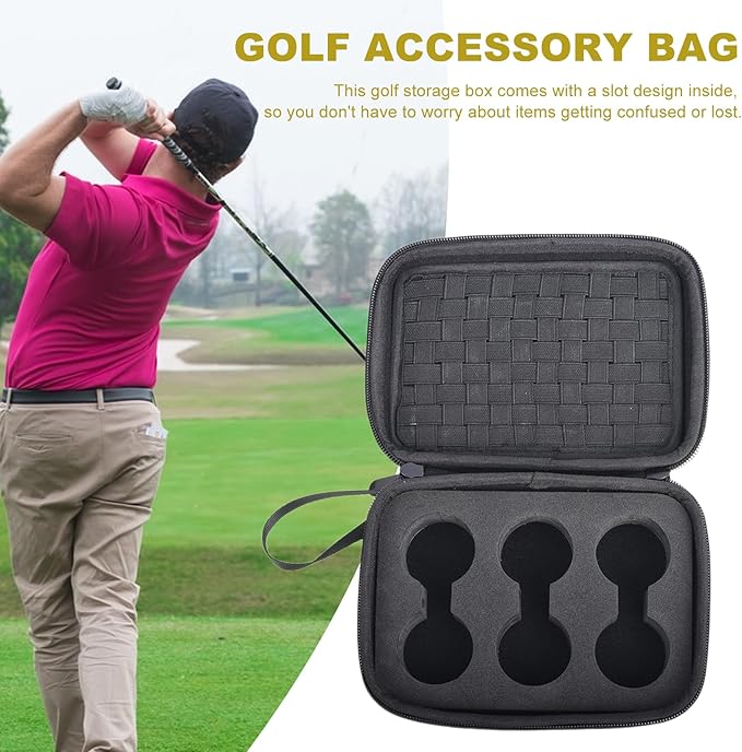 Golf Accessories Case, Golf Tee Holder, Golf Ball Holder, Golf Hat Clip Marker Holder, Golf Storage Bag Organizer, Golf Gift for Men, Women, 6 Balls Max Storage